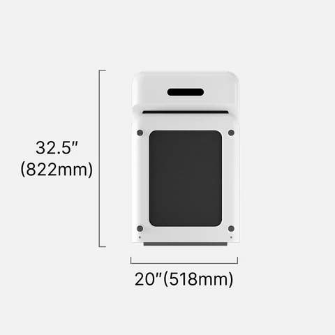 Movaped C2 walking pad front view dimensions showing width and height measurements