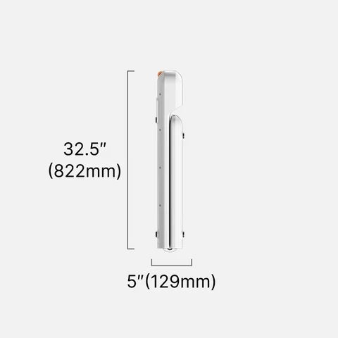 Movaped C2 walking pad folded dimensions showing compact vertical storage size