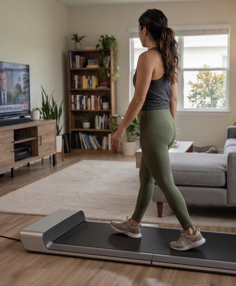 Movaped P1 treadmill used for walking while watching Tv