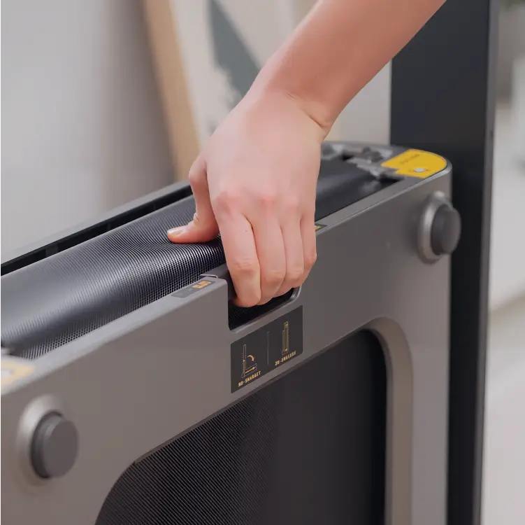 Safety locking mechanism on the Movaped X21 treadmill for secure folded storage